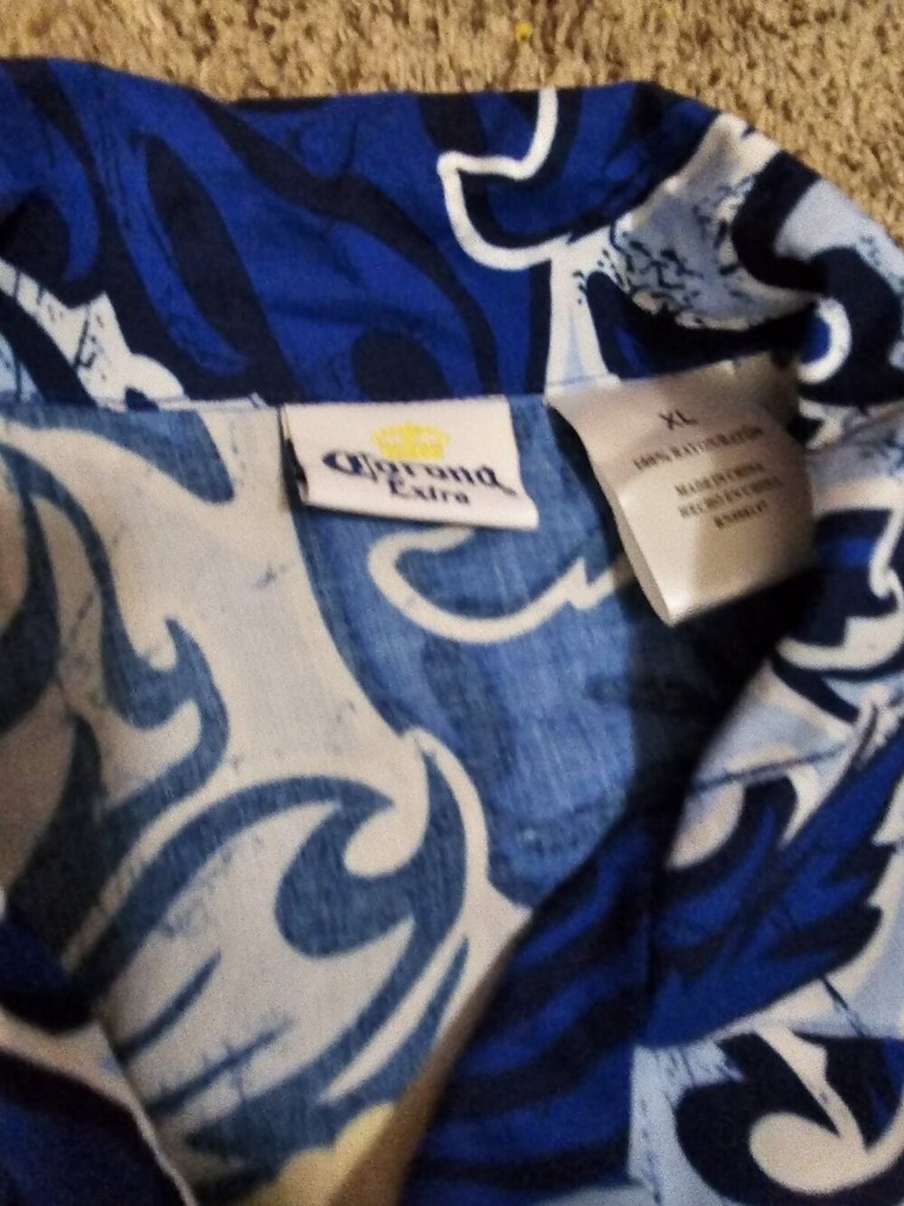 Corona Extra Blue Floral Hawaiian Shirt Short Sleeve Men's Size XL - Picture 3 of 4